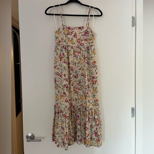 Chelsea and Violet Linen Floral Spaghetti Strap Midi Dress